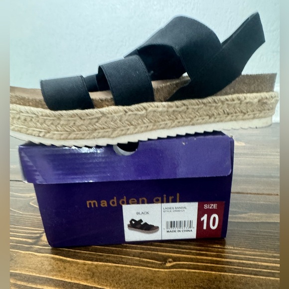 Madden Girl Crispp Espadrille Platform Sandals Black Strappy - Picture 6 of 6